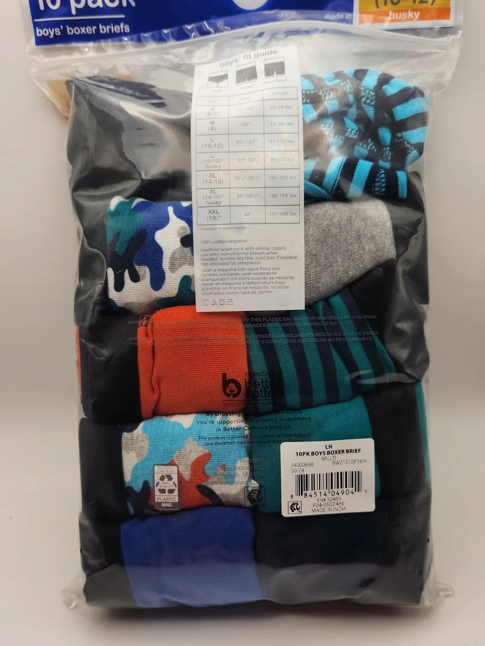 wonder nation Boys 10-Pack Boxer Briefs — Black, Teal, Blue, Orange, Gray - Picture 4 of 6